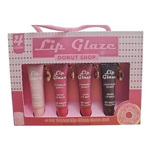 Glaze Lip Glaze Donut Shop Tinted Lip Balm Set - Pink, Red,‎ Brown